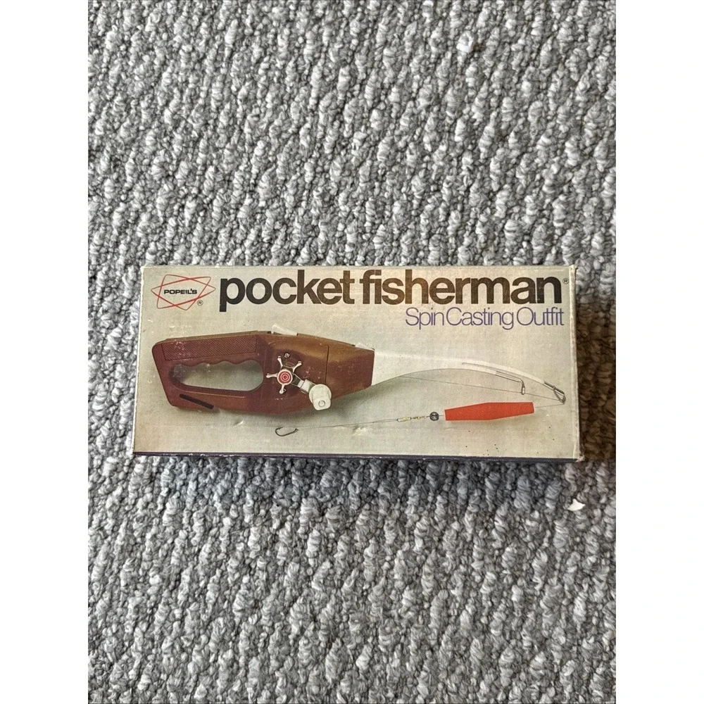 Vintage Popeil's POCKET FISHERMAN Spin Casting Outfit + Box + Bag +Instructs